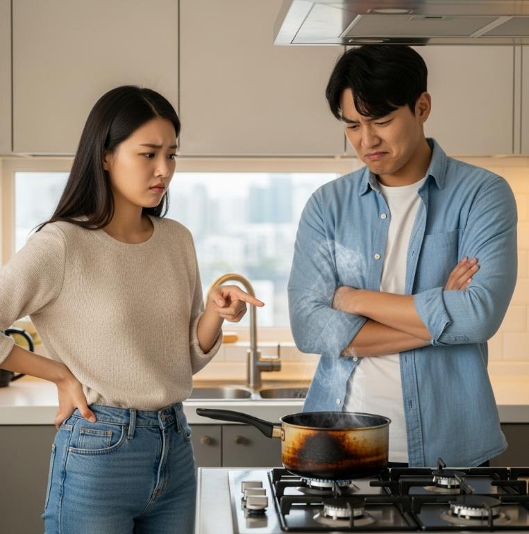 냄비 바닥이 타버렸을 때