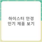 하이스터 안경 특징과 추천 제품 정리