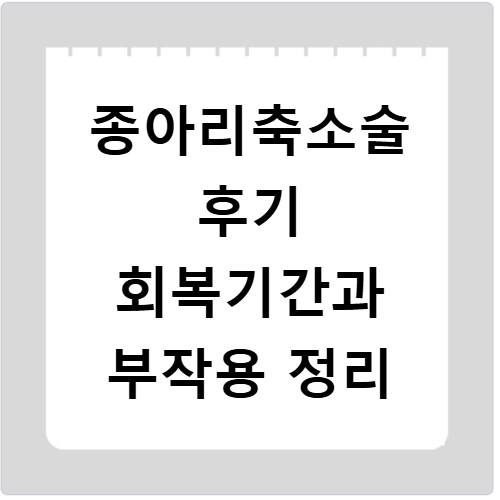 종아리축소술 후기 회복기간과 부작용 정리