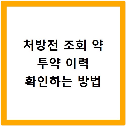 처방전 조회 약 투약 이력 확인하는 방법