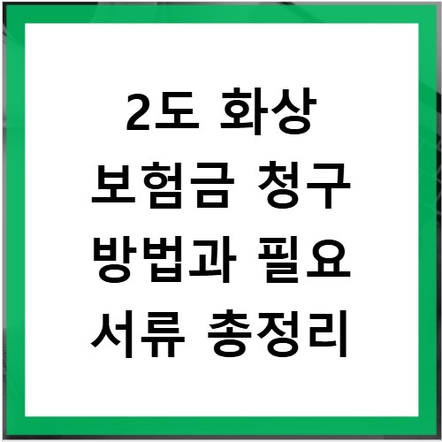 2도 화상 보험금 청구 방법과 필요 서류 총정리