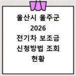 울산시 울주군 2026 전기차 보조금 신청방법 조회 현황 지역별 차이