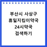 부산시 사상구 휴일지킴이약국 24시약국 검색하기