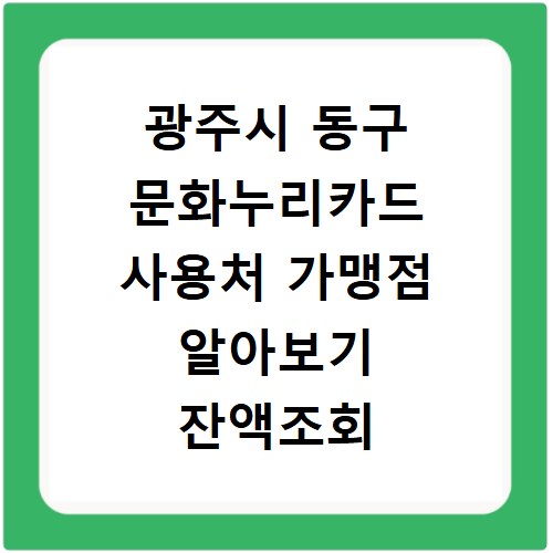 광주시 동구 문화누리카드 사용처 가맹점 알아보기 잔액조회 방법까지