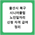 울산시 북구 시니어클럽 노인일자리 신청 자격 급여 정리