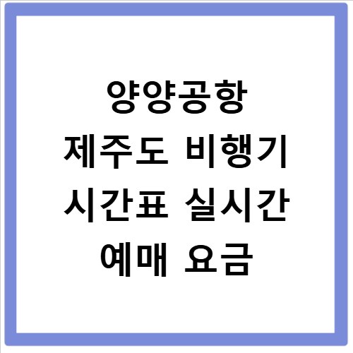 양양공항 제주도 비행기 시간표 실시간 예매 요금