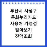부산시 사상구 문화누리카드 사용처 가맹점 알아보기 잔액조회 방법까지