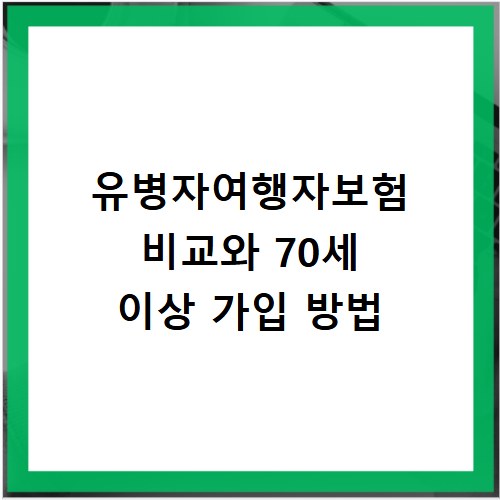유병자여행자보험 비교와 70세 이상 가입 방법
