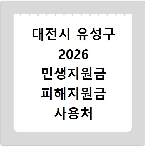 대전시 유성구 2026 민생지원금 피해지원금 사용처 총정리