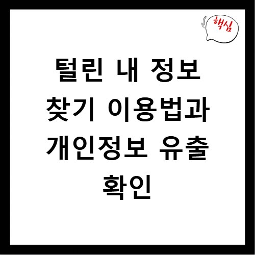 털린 내 정보 찾기 이용법과 개인정보 유출 확인