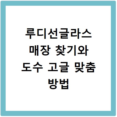 루디선글라스 매장 찾기와 도수 고글 맞춤 방법