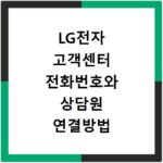 LG전자 고객센터 전화번호와 상담원 연결방법