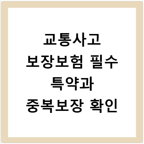 교통사고 보장보험 필수 특약과 중복보장 확인