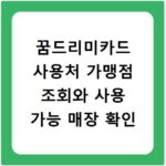 꿈드리미카드 사용처 가맹점 조회와 사용 가능 매장 확인