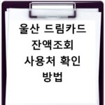 울산 드림카드 잔액조회 사용처 확인 방법