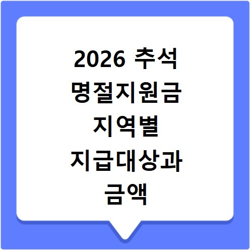 2026 추석 명절지원금 지역별 지급대상과 금액 확인
