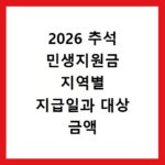 2026 추석 민생지원금 지역별 지급일과 대상 금액 확인하기