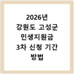 2026년 강원도 고성군 민생지원금 3차 신청 기간 방법 홈페이지 바로가기