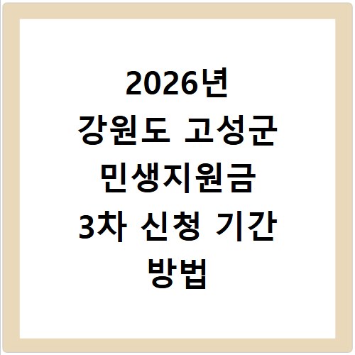 2026년 강원도 고성군 민생지원금 3차 신청 기간 방법 홈페이지 바로가기