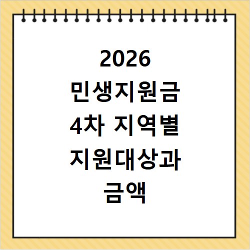 2026 민생지원금 4차 지역별 지원대상과 금액 확인
