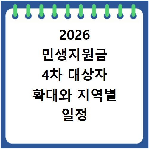 2026 민생지원금 4차 대상자 확대와 지역별 일정 확인하기
