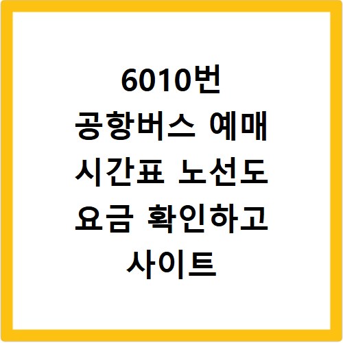 6010번 공항버스 예매 시간표 노선도 요금 확인하고 사이트 바로가기