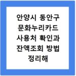 안양시 동안구 문화누리카드 사용처 확인과 잔액조회 방법 정리해 드립니다