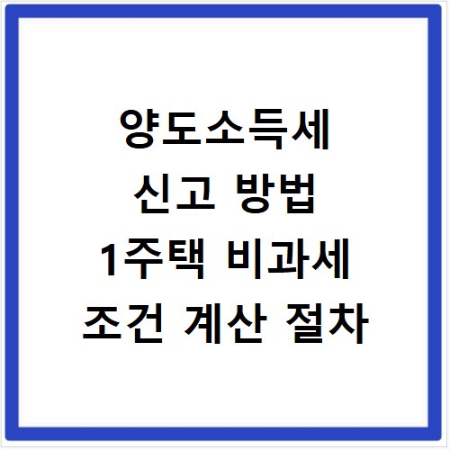 양도소득세 신고 방법 1주택 비과세 조건 계산 절차