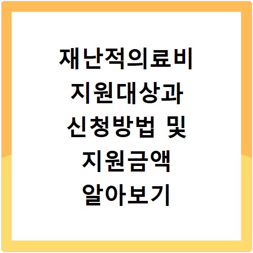 재난적의료비 지원대상과 신청방법 및 지원금액 알아보기