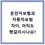 운전자보험과 자동차보험 차이, 아직도 헷갈리시나요?