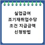 실업급여 조기재취업수당 조건 지급금액 신청방법