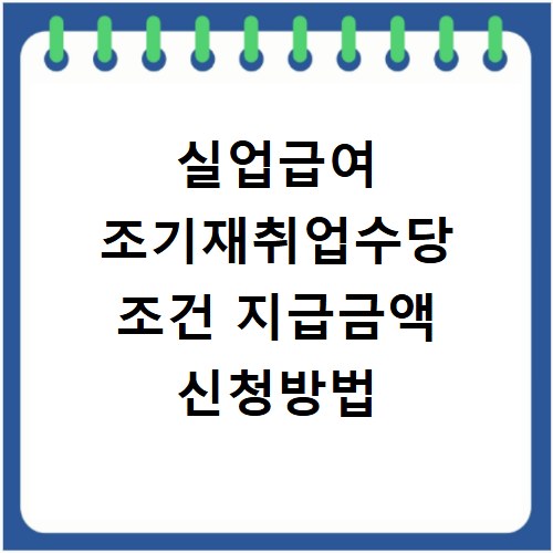 실업급여 조기재취업수당 조건 지급금액 신청방법