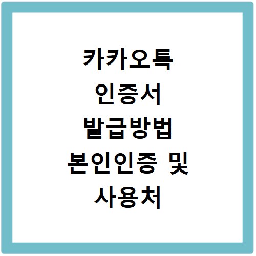카카오톡 인증서 발급방법 본인인증 및 사용처 정리