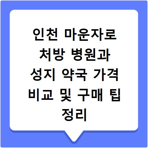 인천 마운자로 처방 병원과 성지 약국 가격 비교 및 구매 팁 정리