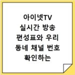 아이넷TV 실시간 방송 편성표와 우리 동네 채널 번호 확인하는 방법