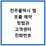 전주콜택시 앱 호출 예약 방법과 고객센터 전화번호 이용 안내