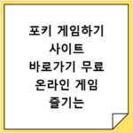 포키 게임하기 사이트 바로가기 무료 온라인 게임 즐기는 방법 정리