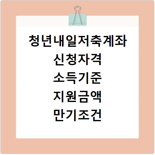 청년내일저축계좌 신청자격 소득기준 지원금액 만기조건