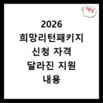 2026 희망리턴패키지 신청 자격 달라진 지원 내용 확인하세요