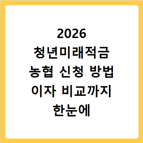 2026 청년미래적금 농협 신청 방법 이자 비교까지 한눈에