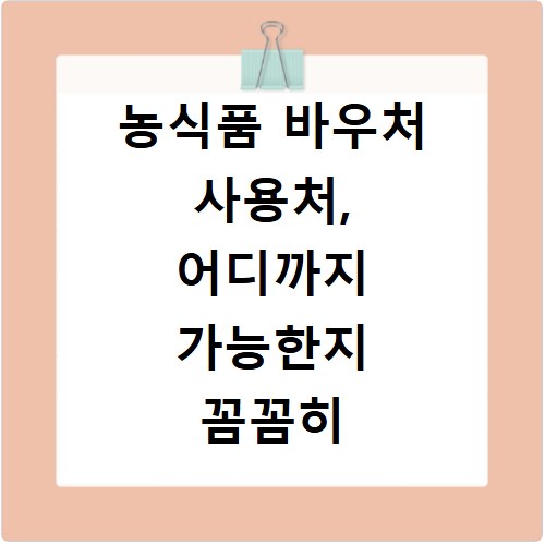 농식품 바우처 사용처, 어디까지 가능한지 꼼꼼히 확인하세요