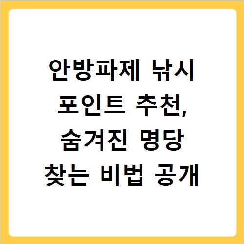 안방파제 낚시 포인트 추천, 숨겨진 명당 찾는 비법 공개