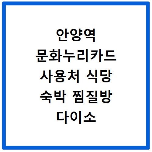 안양역 문화누리카드 사용처 식당 숙박 찜질방 다이소 꿀팁