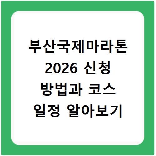 부산국제마라톤 2026 신청 방법과 코스 일정 알아보기