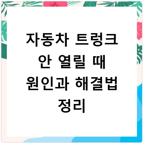 자동차 트렁크 안 열릴 때 원인과 해결법 정리
