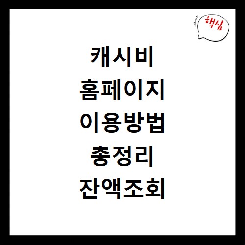 캐시비 홈페이지 이용방법 총정리 잔액조회 충전 환불까지