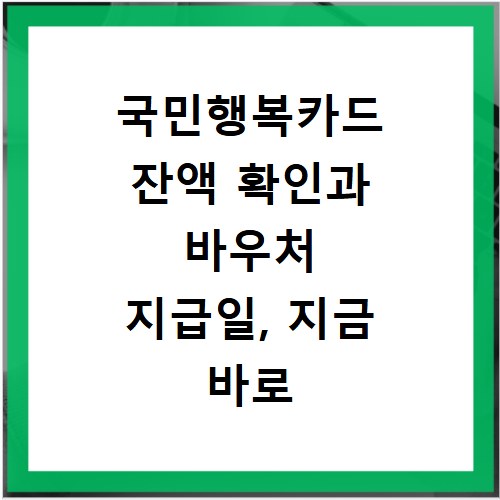 국민행복카드 잔액 확인과 바우처 지급일, 지금 바로 알아보세요