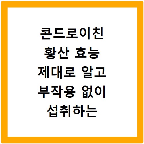 콘드로이친 황산 효능 제대로 알고 부작용 없이 섭취하는 법