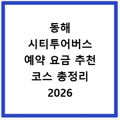 동해 시티투어버스 예약 요금 추천 코스 총정리 2026