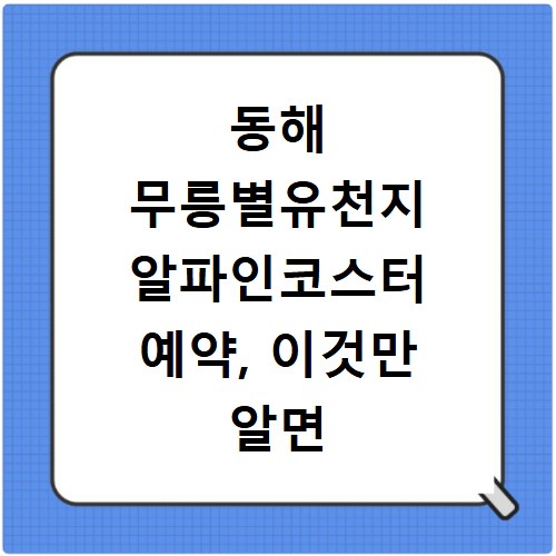 동해 무릉별유천지 알파인코스터 예약, 이것만 알면 바로 출발